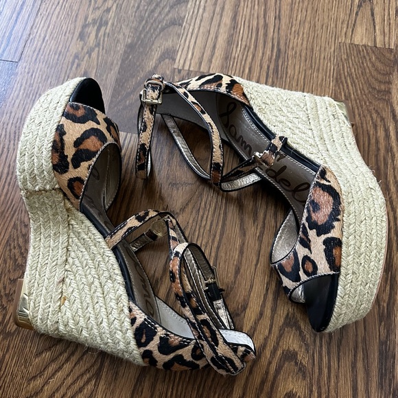 Sam Edelman Leopard Print Wedge Platform Sandals, size 7.5 - Picture 4 of 8
